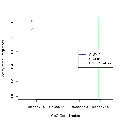 Allele Specific Methylation Frequency Diagram for chr7 95385739 SNP.