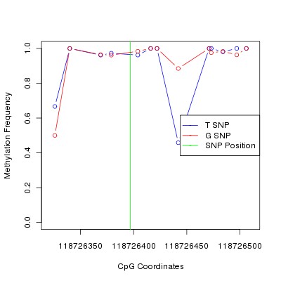 Allele Specific Methylation Frequency Diagram for chr12 118726397 SNP.
