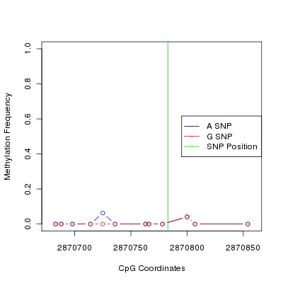 Allele Specific Methylation Frequency Diagram for chr12 2870783 SNP.