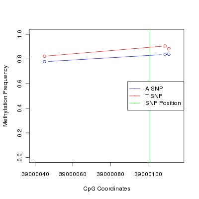 Allele Specific Methylation Frequency Diagram for chr12 39000101 SNP.