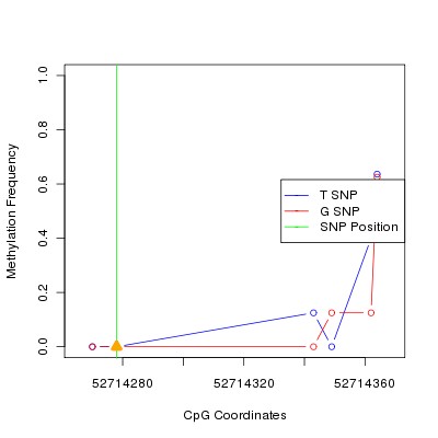 Allele Specific Methylation Frequency Diagram for chr12 52714278 SNP.
