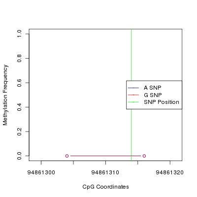 Allele Specific Methylation Frequency Diagram for chr12 94861314 SNP.