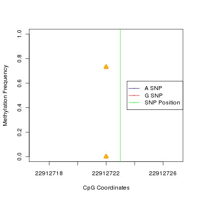 Allele Specific Methylation Frequency Diagram for chr15 22912723 SNP.