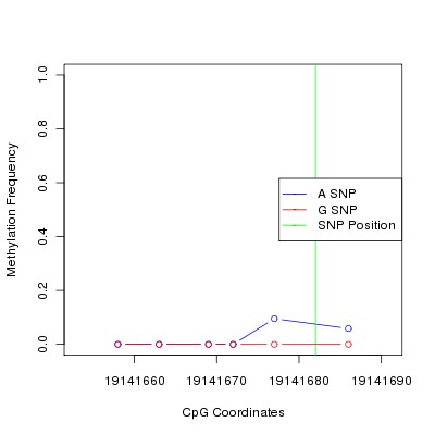 Allele Specific Methylation Frequency Diagram for chr20 19141682 SNP.