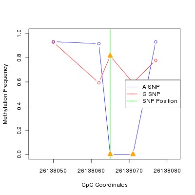 Allele Specific Methylation Frequency Diagram for chr20 26138065 SNP.