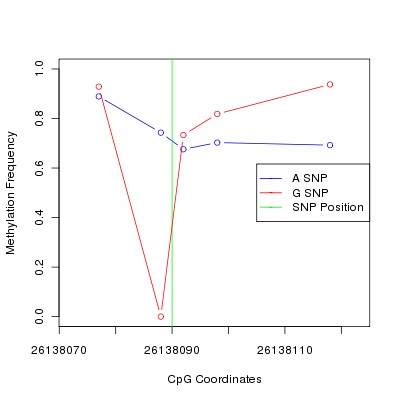 Allele Specific Methylation Frequency Diagram for chr20 26138090 SNP.