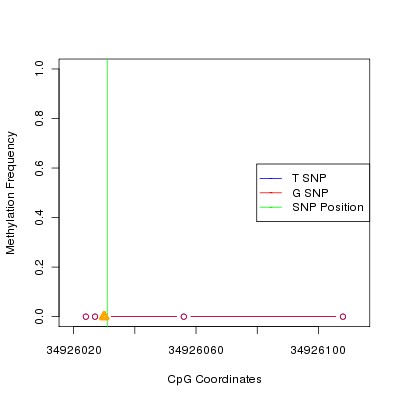 Allele Specific Methylation Frequency Diagram for chr20 34926031 SNP.