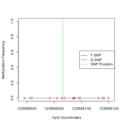 Allele Specific Methylation Frequency Diagram for chr4 123968066 SNP.