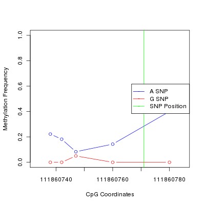 Allele Specific Methylation Frequency Diagram for chr12 111860771 SNP.