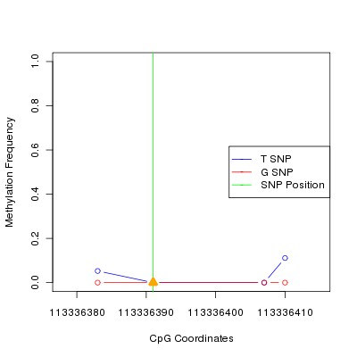 Allele Specific Methylation Frequency Diagram for chr12 113336391 SNP.