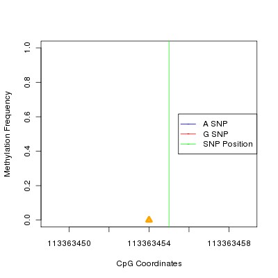 Allele Specific Methylation Frequency Diagram for chr12 113363455 SNP.