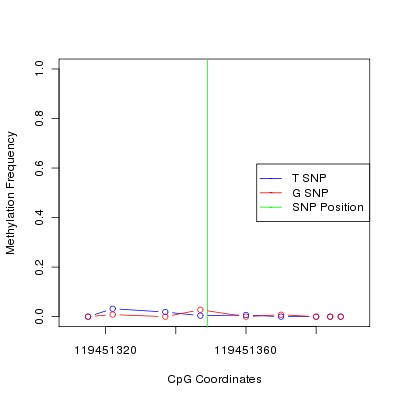 Allele Specific Methylation Frequency Diagram for chr12 119451349 SNP.