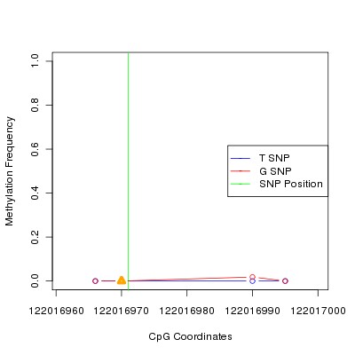 Allele Specific Methylation Frequency Diagram for chr12 122016971 SNP.