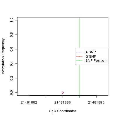 Allele Specific Methylation Frequency Diagram for chr12 21481888 SNP.