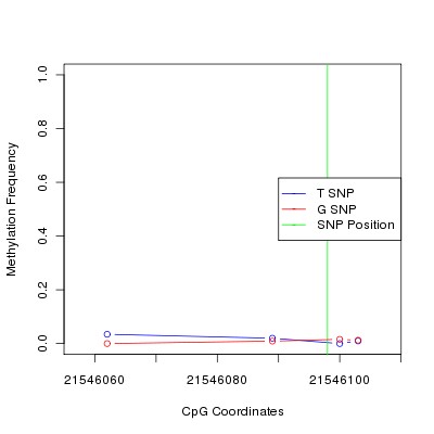 Allele Specific Methylation Frequency Diagram for chr12 21546098 SNP.