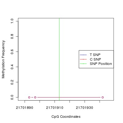 Allele Specific Methylation Frequency Diagram for chr12 21701913 SNP.