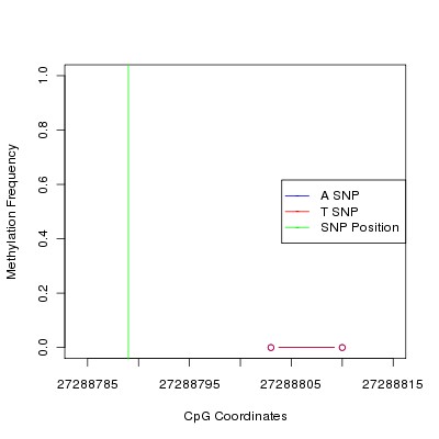 Allele Specific Methylation Frequency Diagram for chr12 27288789 SNP.
