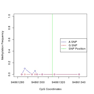 Allele Specific Methylation Frequency Diagram for chr12 94861314 SNP.