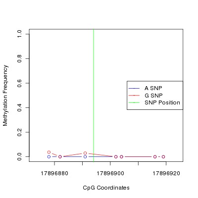 Allele Specific Methylation Frequency Diagram for chr20 17896894 SNP.