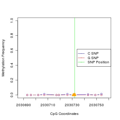 Allele Specific Methylation Frequency Diagram for chr20 2030732 SNP.