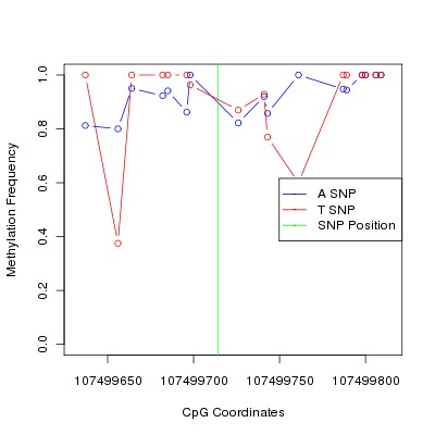 Allele Specific Methylation Frequency Diagram for chr12 107499714 SNP.
