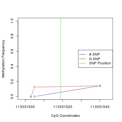Allele Specific Methylation Frequency Diagram for chr12 113331519 SNP.