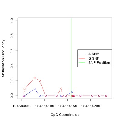 Allele Specific Methylation Frequency Diagram for chr12 124584158 SNP.