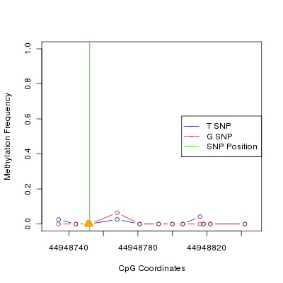 Allele Specific Methylation Frequency Diagram for chr12 44948752 SNP.