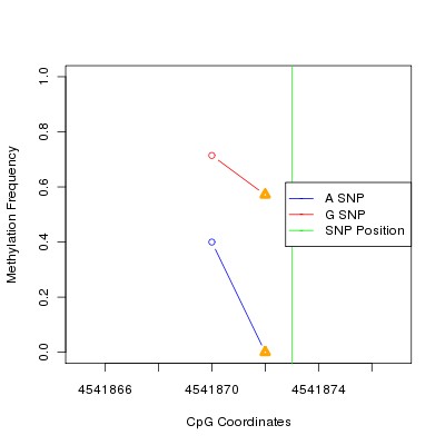Allele Specific Methylation Frequency Diagram for chr12 4541873 SNP.