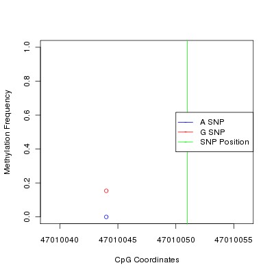 Allele Specific Methylation Frequency Diagram for chr12 47010051 SNP.