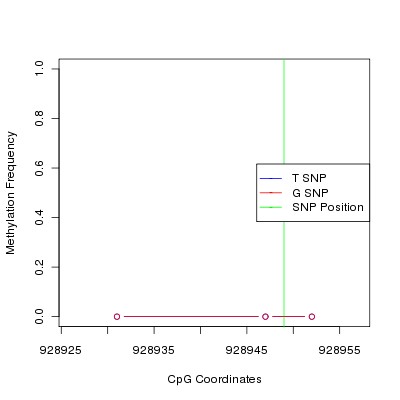 Allele Specific Methylation Frequency Diagram for chr12 928949 SNP.