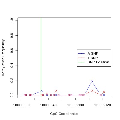 Allele Specific Methylation Frequency Diagram for chr20 18066829 SNP.