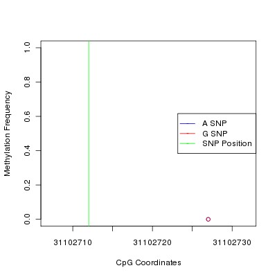 Allele Specific Methylation Frequency Diagram for chr22 31102712 SNP.