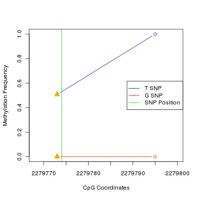 Allele Specific Methylation Frequency Diagram for chr11 2279774 SNP.