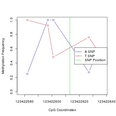 Allele Specific Methylation Frequency Diagram for chr12 123422613 SNP.