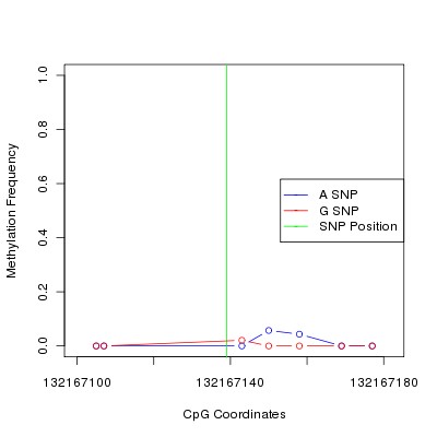 Allele Specific Methylation Frequency Diagram for chr12 132167139 SNP.