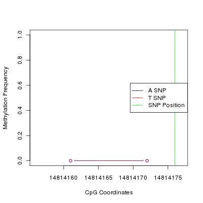 Allele Specific Methylation Frequency Diagram for chr12 14814176 SNP.