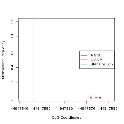 Allele Specific Methylation Frequency Diagram for chr12 44947546 SNP.