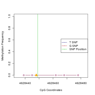 Allele Specific Methylation Frequency Diagram for chr12 4628449 SNP.