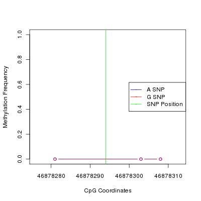 Allele Specific Methylation Frequency Diagram for chr12 46878294 SNP.