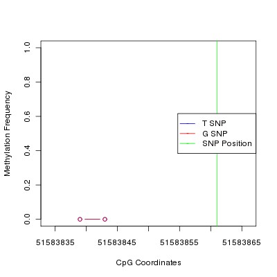 Allele Specific Methylation Frequency Diagram for chr12 51583861 SNP.