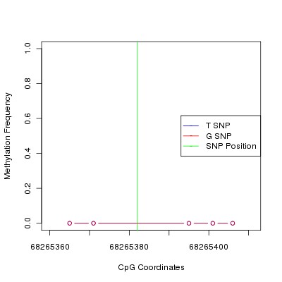 Allele Specific Methylation Frequency Diagram for chr12 68265382 SNP.