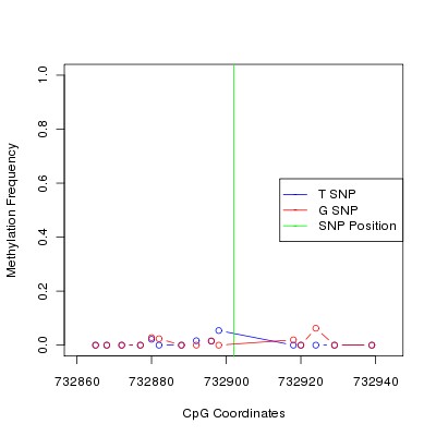 Allele Specific Methylation Frequency Diagram for chr12 732902 SNP.