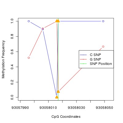 Allele Specific Methylation Frequency Diagram for chr12 93058017 SNP.