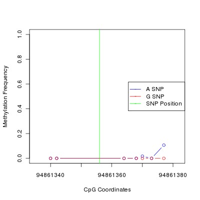 Allele Specific Methylation Frequency Diagram for chr12 94861356 SNP.