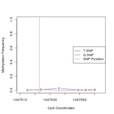 Allele Specific Methylation Frequency Diagram for chr20 1047523 SNP.