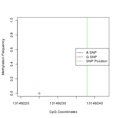 Allele Specific Methylation Frequency Diagram for chr20 13149238 SNP.