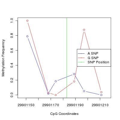 Allele Specific Methylation Frequency Diagram for chr20 29901183 SNP.