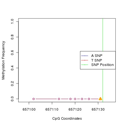 Allele Specific Methylation Frequency Diagram for chr20 657132 SNP.
