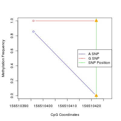 Allele Specific Methylation Frequency Diagram for chr3 156510422 SNP.